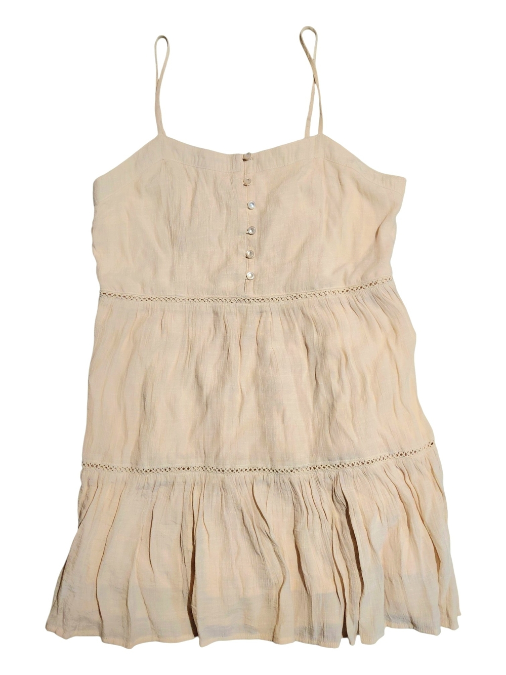 Love Tree Cottagecore Tiered Babydoll Top - Cream/Beige - Medium
